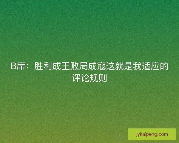 B席：胜利成王败局成寇这就是我适应的评论规则